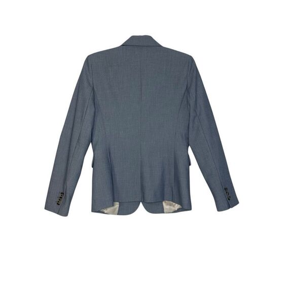 Mango Blue Peak Lapel Two Button Linen Blend Blazer | Size 4 - Picture 9 of 11